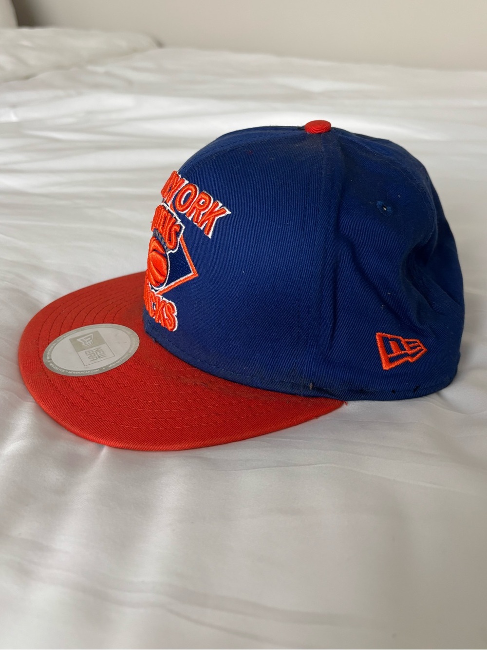 New Era New York Knicks Blue and Orange Snapback Hat - Picture 4 of 6